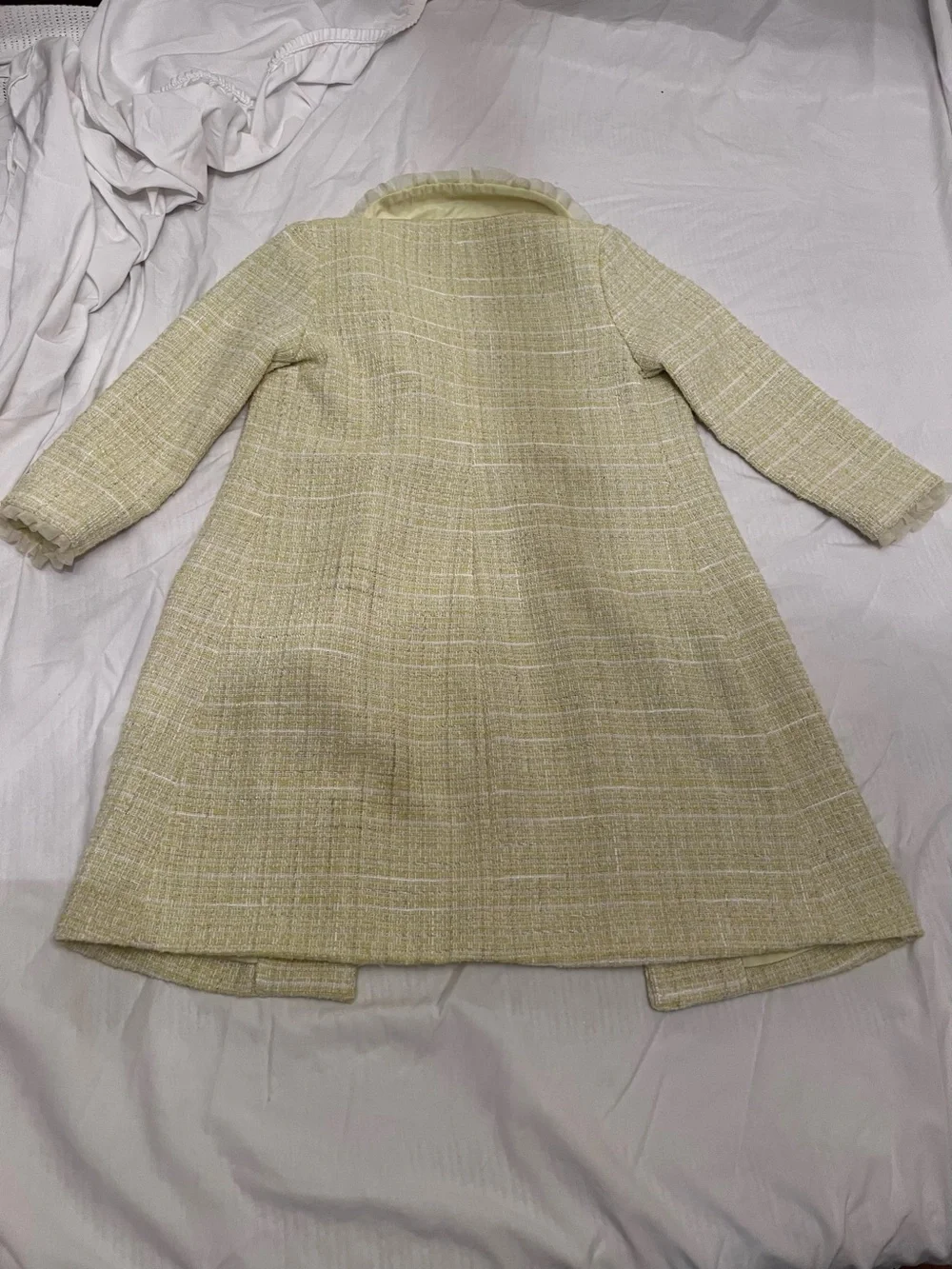 Biscotti Collezioni Girls Pastel Yellow Tweed Long Dress Coat / Jacket - Size 5